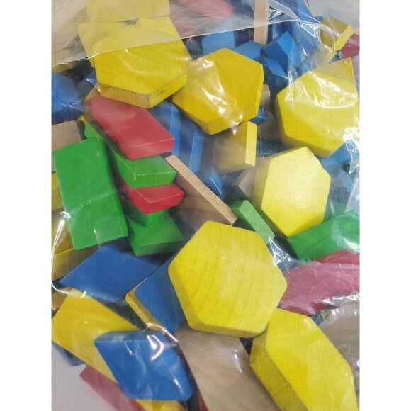 Lot of 426‎ Thick Geometric Wooden Pattern Blocks Math Manipulative Shapes - Picture 15 of 16